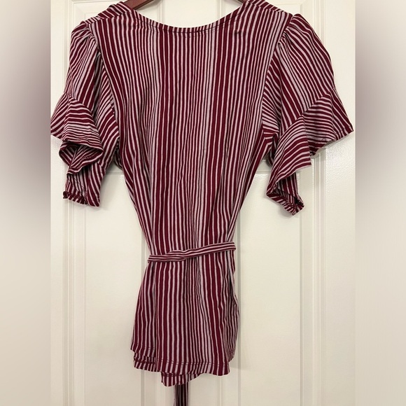 Free People Red Flutter Sleeve Wrap Blouse - Picture 4 of 10